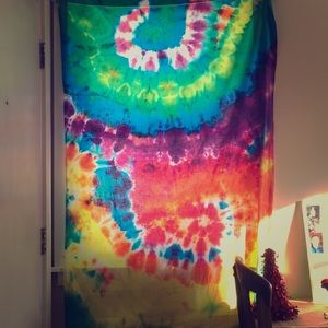 Homemade tie dye tapestry